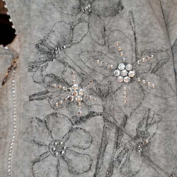 EUC Unbranded Velour Crystal Floral Jacket - Picture 8 of 8